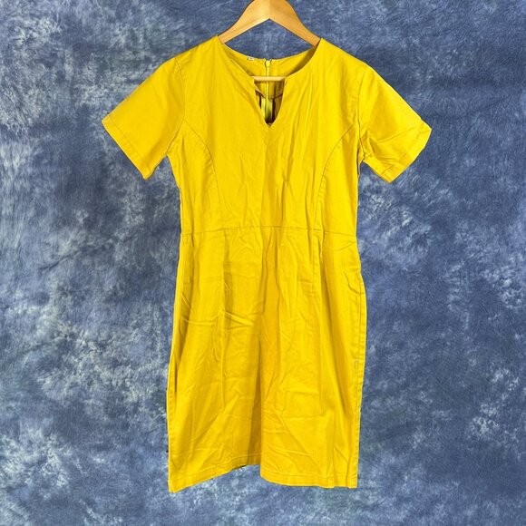 Mustard Yellow Sheath Dress Sz L - Picture 1 of 2